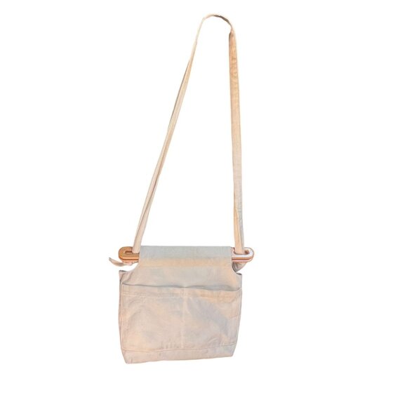 Vintage 90s Cream Multicolor Print Canvas Shoulder Bag - Picture 2 of 7